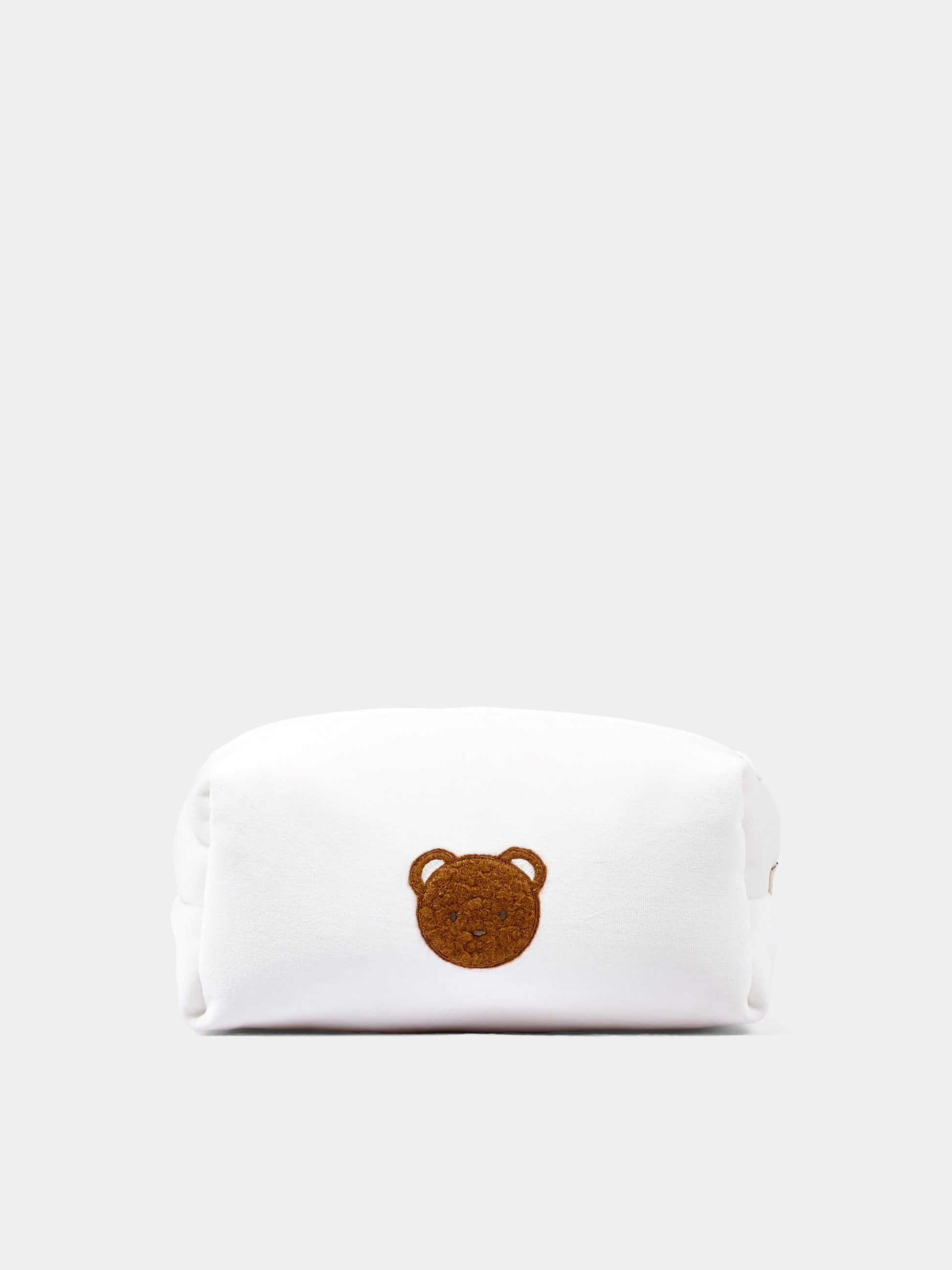 Pochette bianca per neonato in ciniglia con orsetto,Le Boo Beebè,CBR040 20