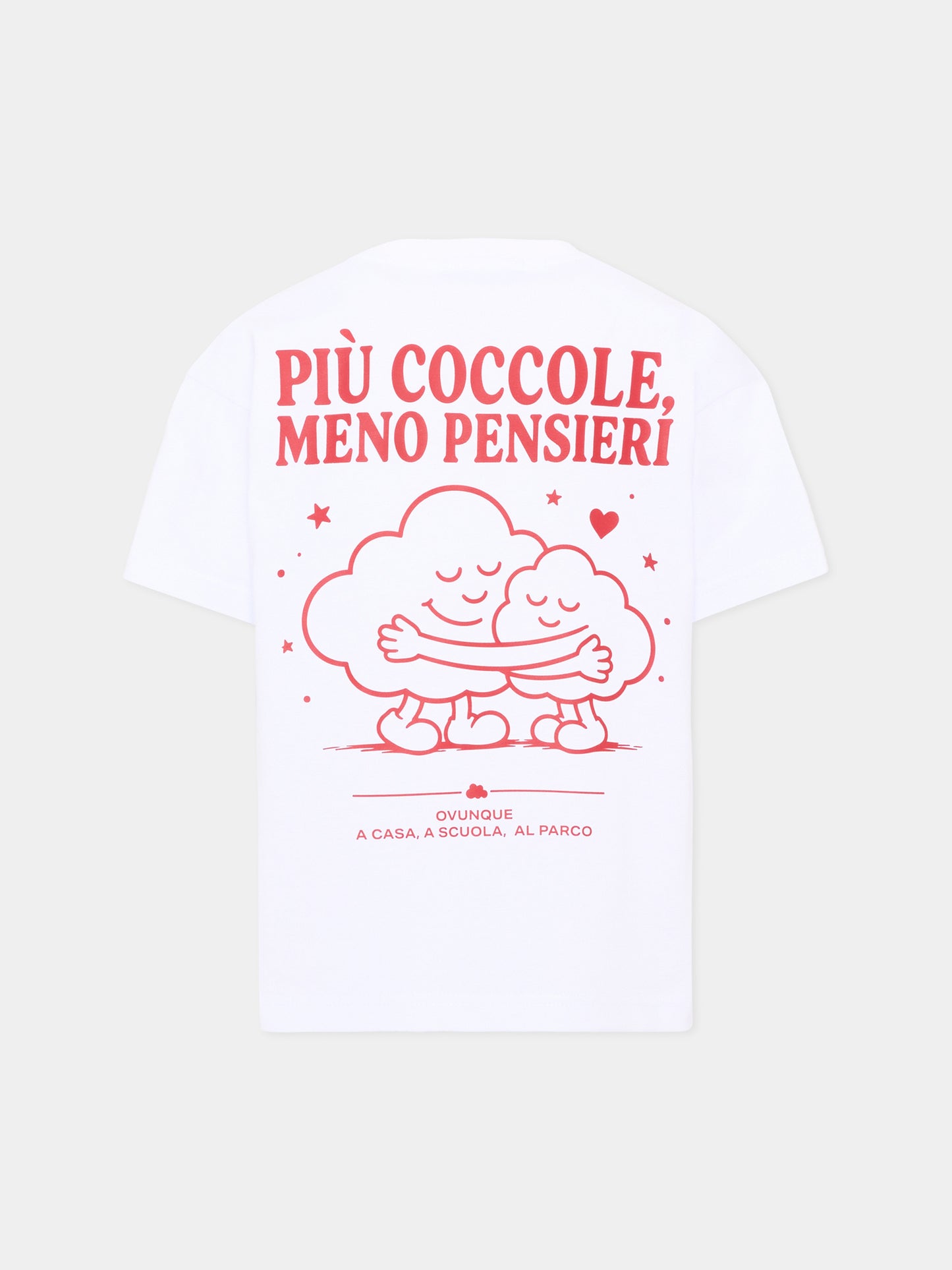 T-shirt a manica corta bianca per bambini con frase sul retro,Pescheria Mon Amour X Coccolebimbi,PMAK TS001 WHT