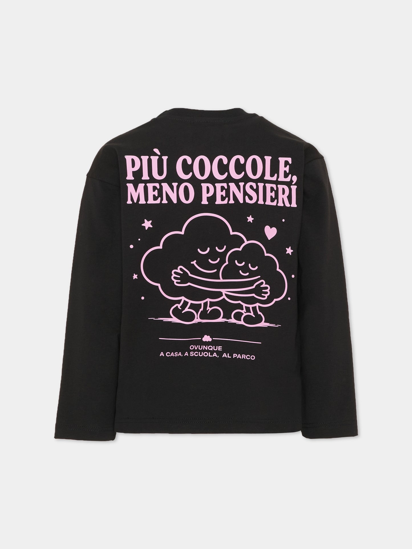 T-shirt a manica lunga nera per bambini con frase sul retro,Pescheria Mon Amour X Coccolebimbi,PMAK LS002 BLK
