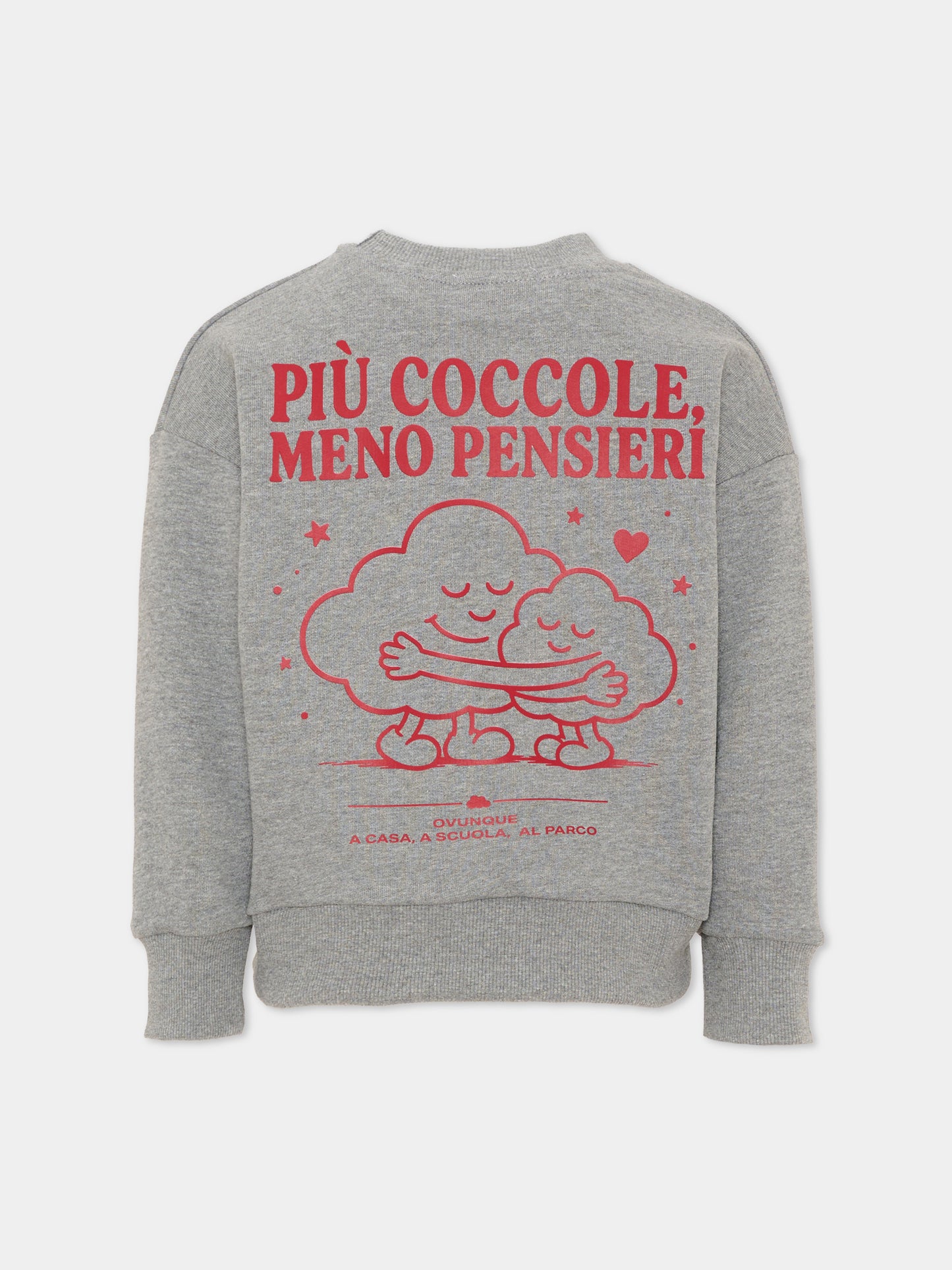 Felpa grigia per bambini con stampa,Pescheria Mon Amour X Coccolebimbi,PMAK SW004 GRM