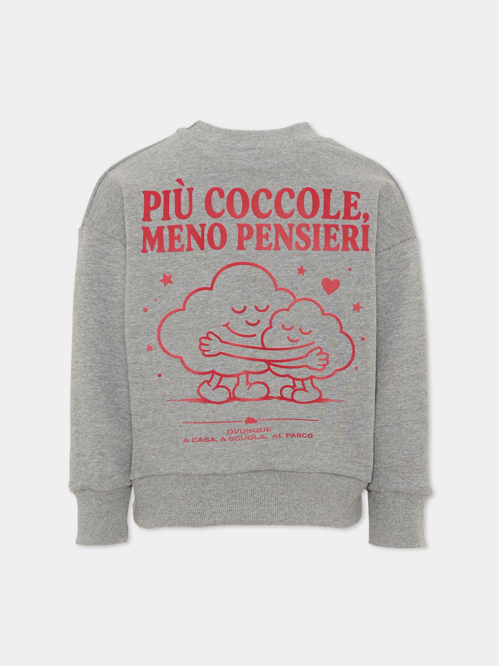Felpa grigia per bambini con stampa,Pescheria Mon Amour X Coccolebimbi,PMAK SW004 GRM