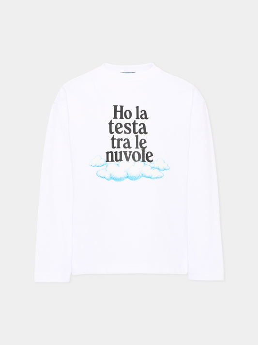 T-shirt a manica lunga bianca per bambini con frase,Pescheria Mon Amour,PMAK LS005 WHT
