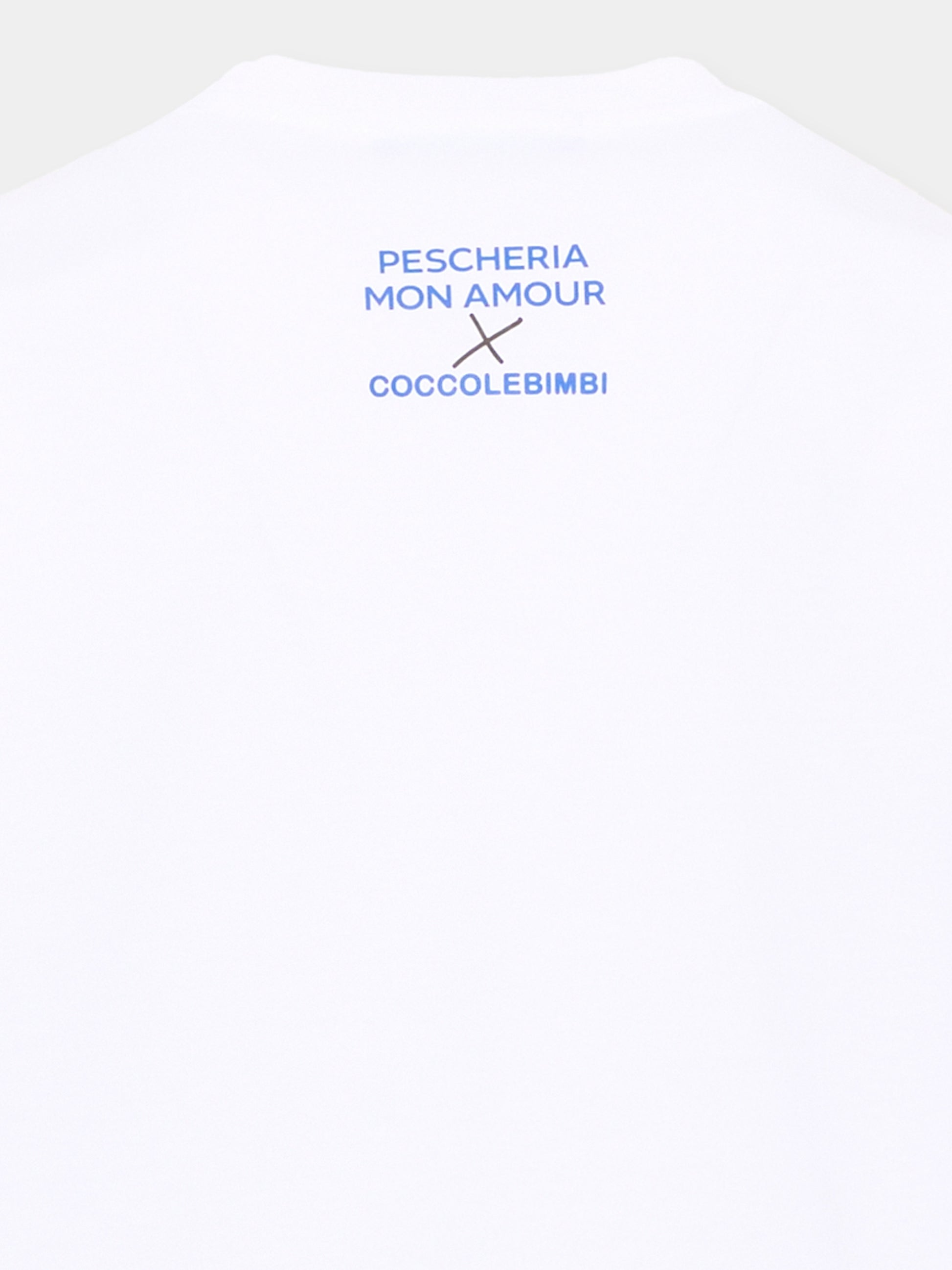T-shirt a manica lunga bianca per bambini con frase,Pescheria Mon Amour,PMAK LS005 WHT