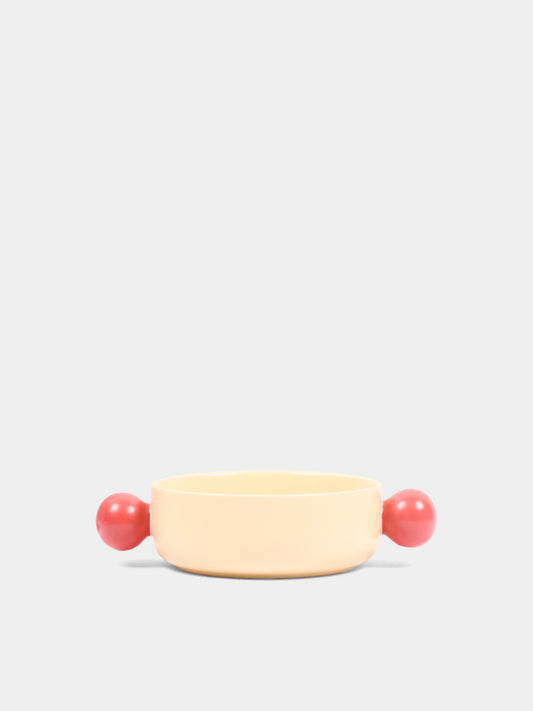 Ciotola Pon Pon beige per cani in ceramica,Jampy,ACC CIO CERA BEI VDT
