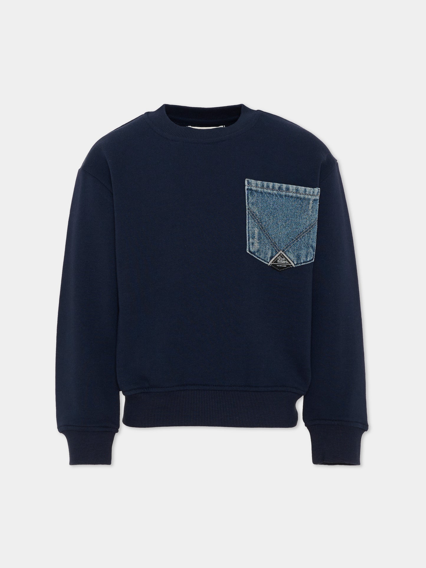 Felpa blu con tasca in denim,Roy Roger's Kids,R F100 00 3885