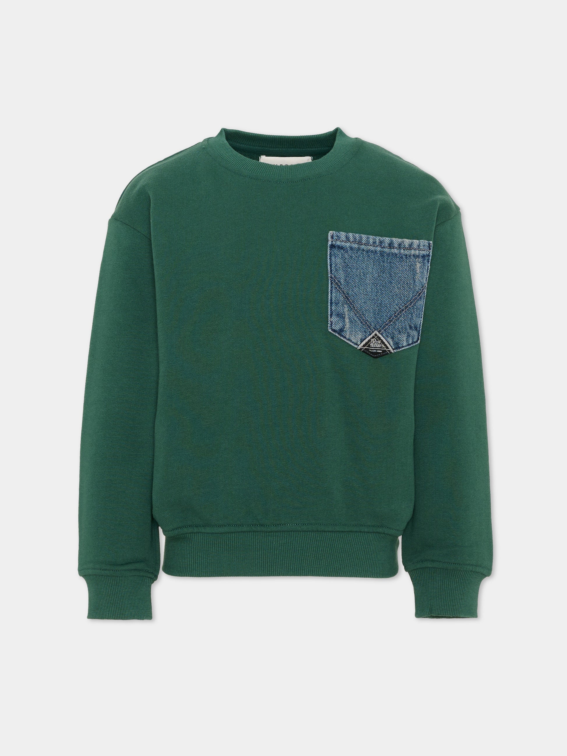 Felpa verde per bambino con tasca,Roy Roger's Kids,R F100 00 4743