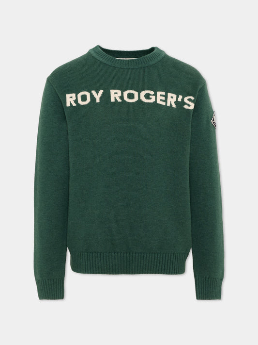 Maglione verde per bambino con logo,Roy Roger's Kids,R F107 00 4743