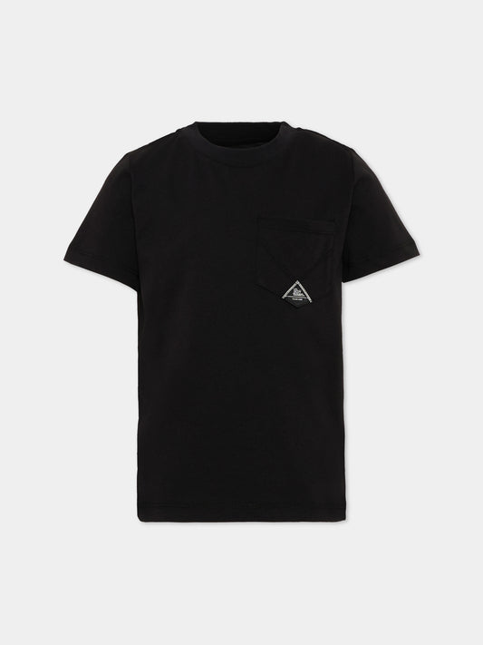 T-shirt nera per bambino con tasca,Roy Roger's Kids,R F108 00 0658