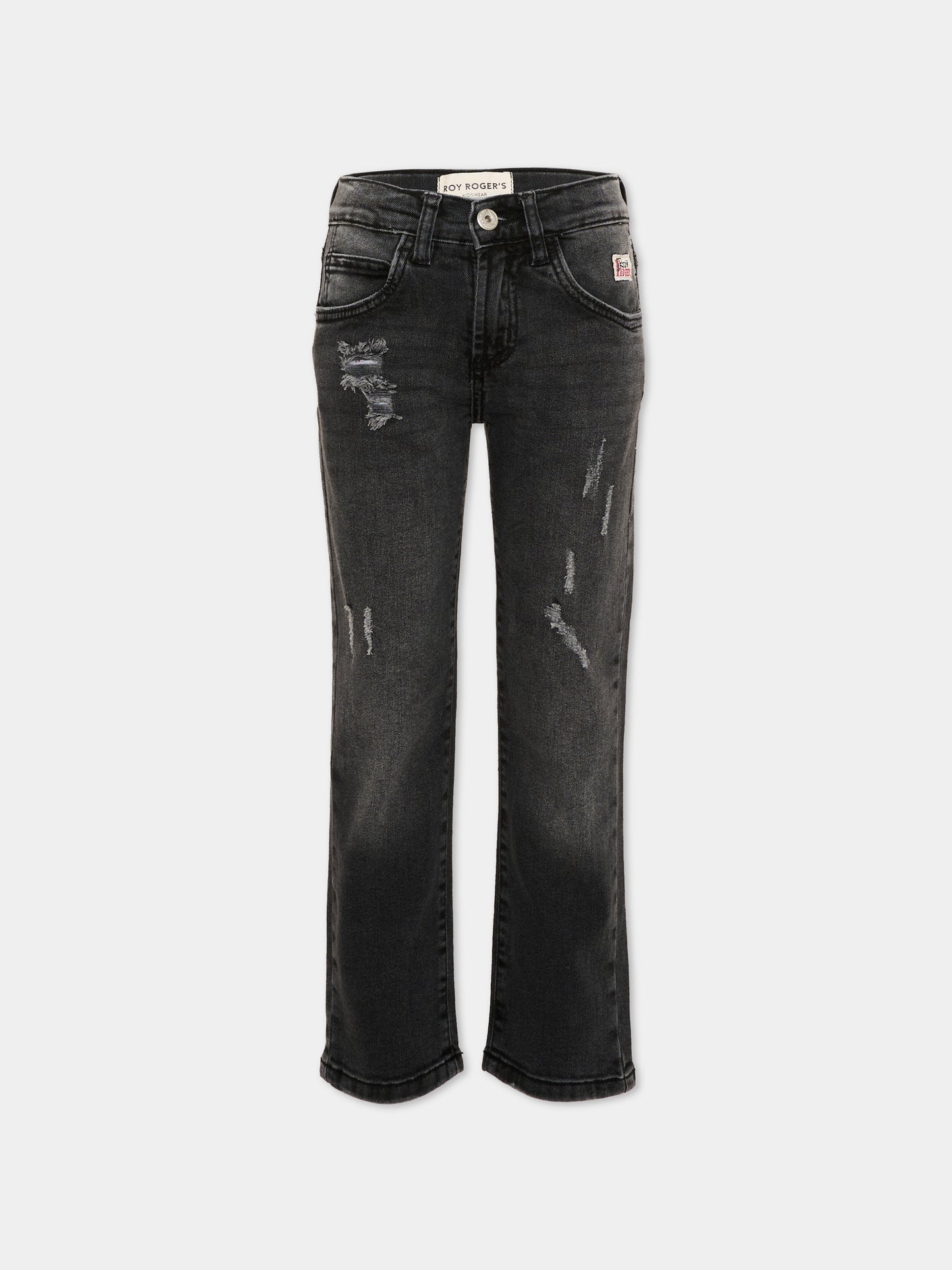 Jeans nero per bambino con strappi,Roy Roger's Kids,R F130 00 7020