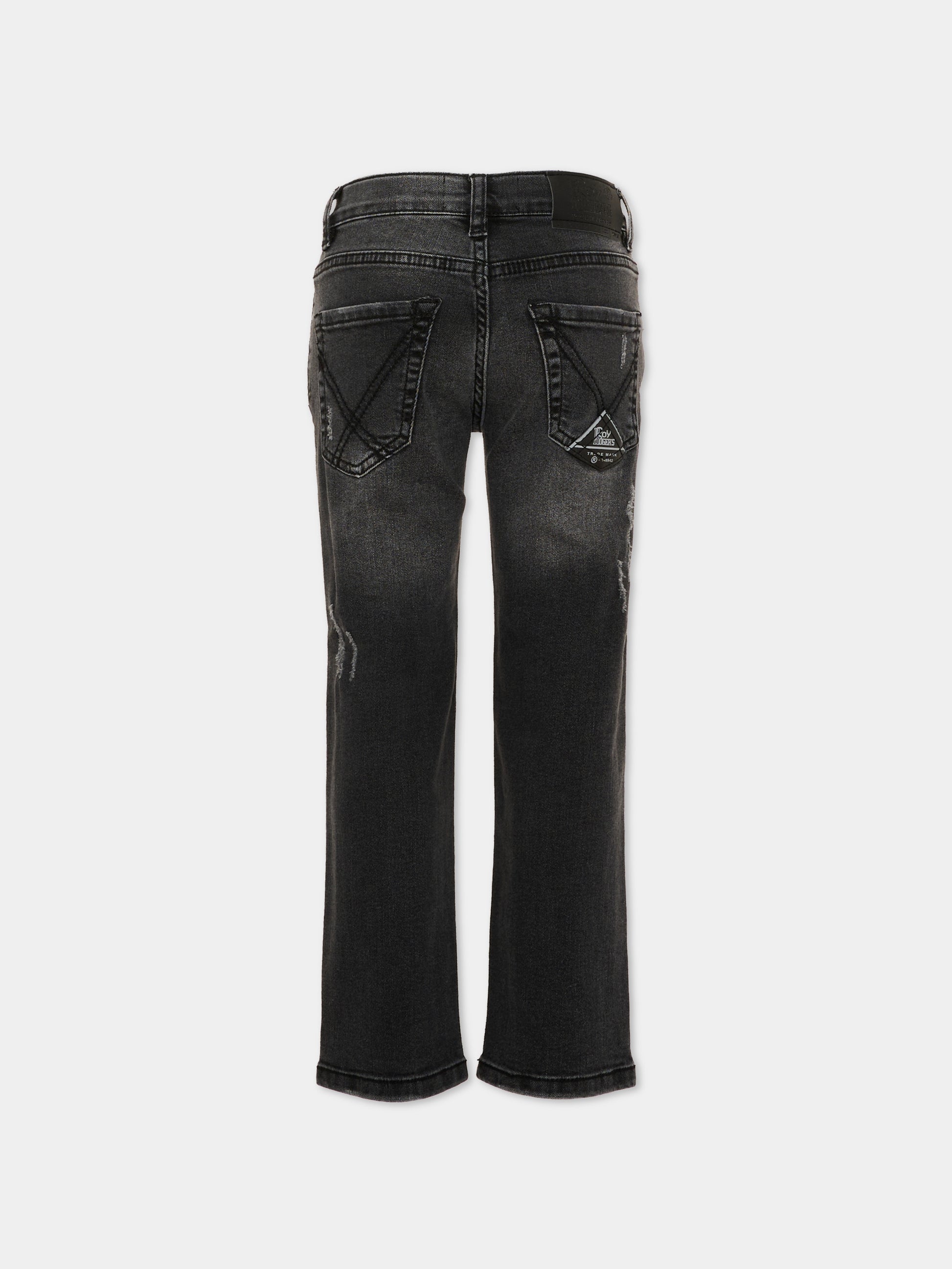 Jeans nero per bambino con strappi,Roy Roger's Kids,R F130 00 7020