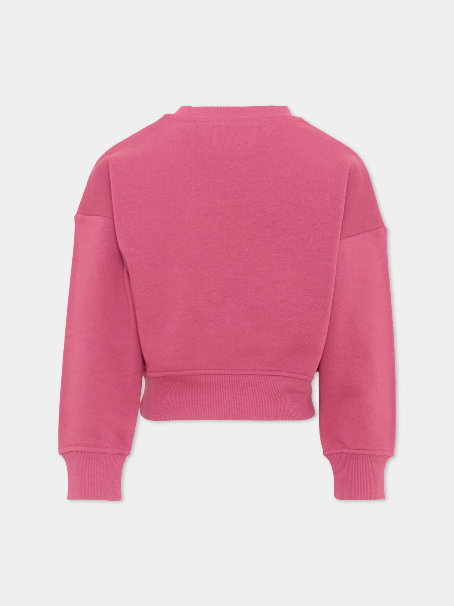 Felpa rosa per bambina con tasca denim,Roy Roger's Kids,R F152 00 2643