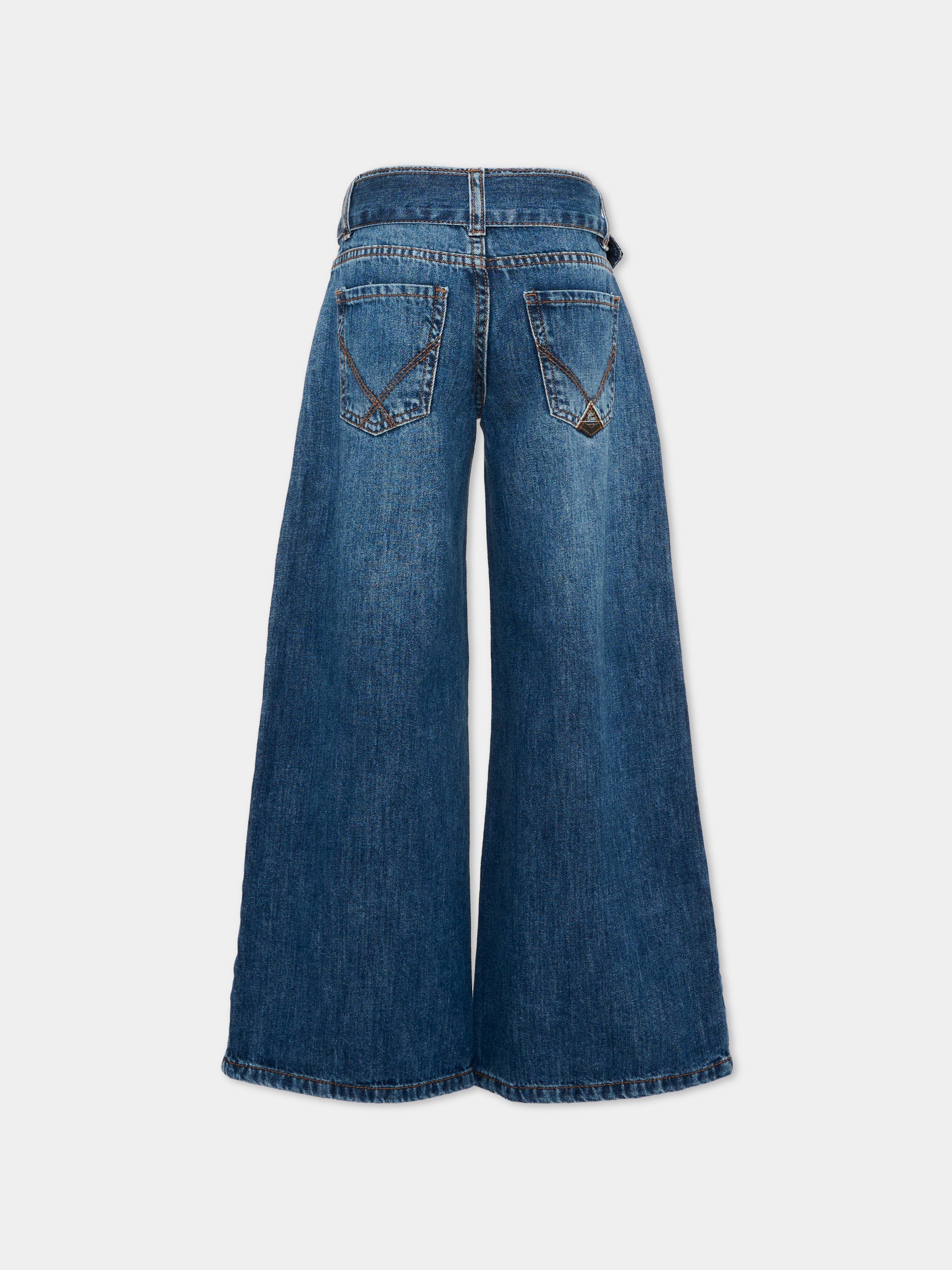 Jeans blu per bambina con cintura,Roy Roger's Kids,R F160 00 7023