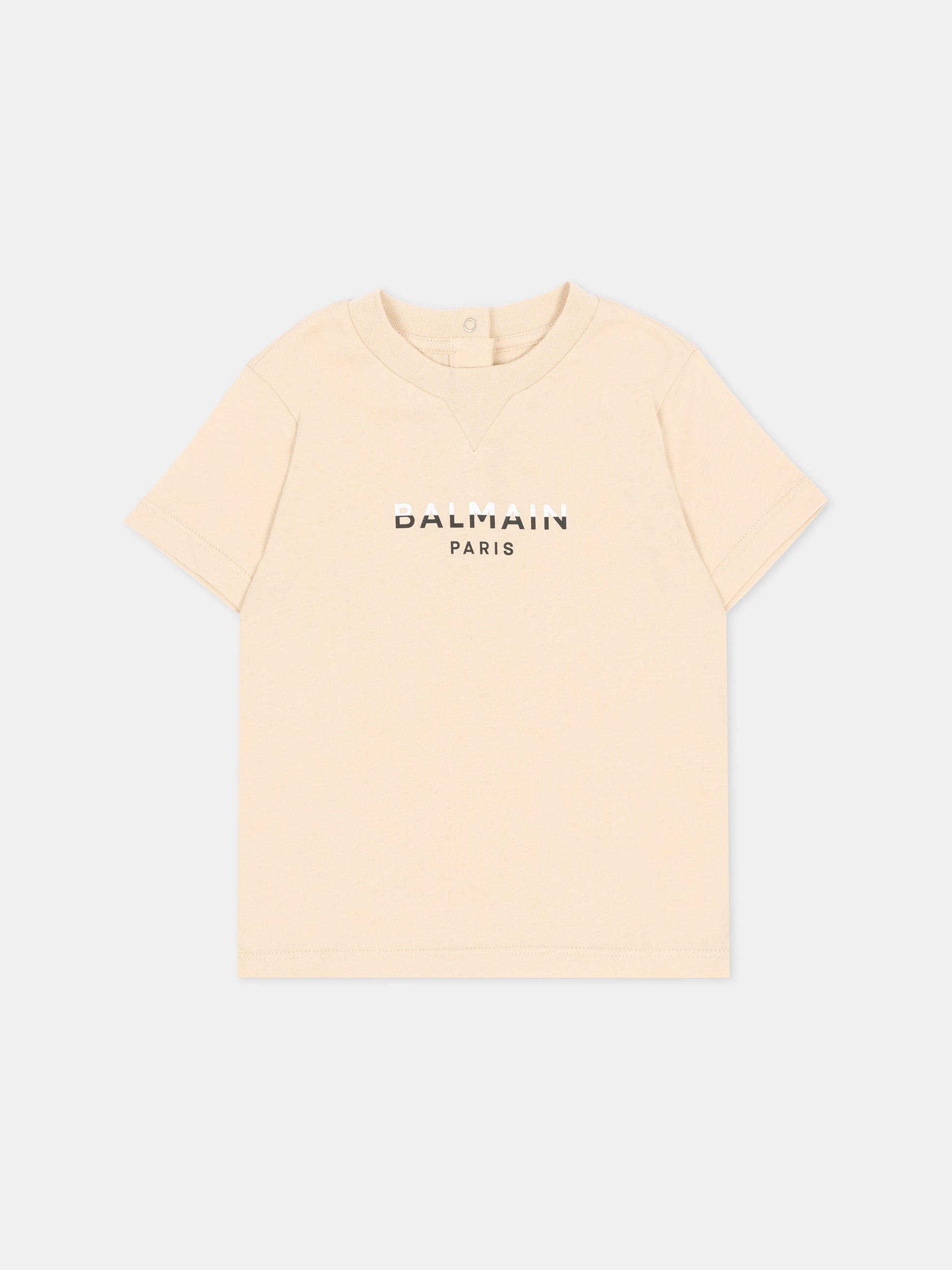 T-shirt a manica corta beige per neonato con logo,Balmain Kids,BU8541 Z0057 106
