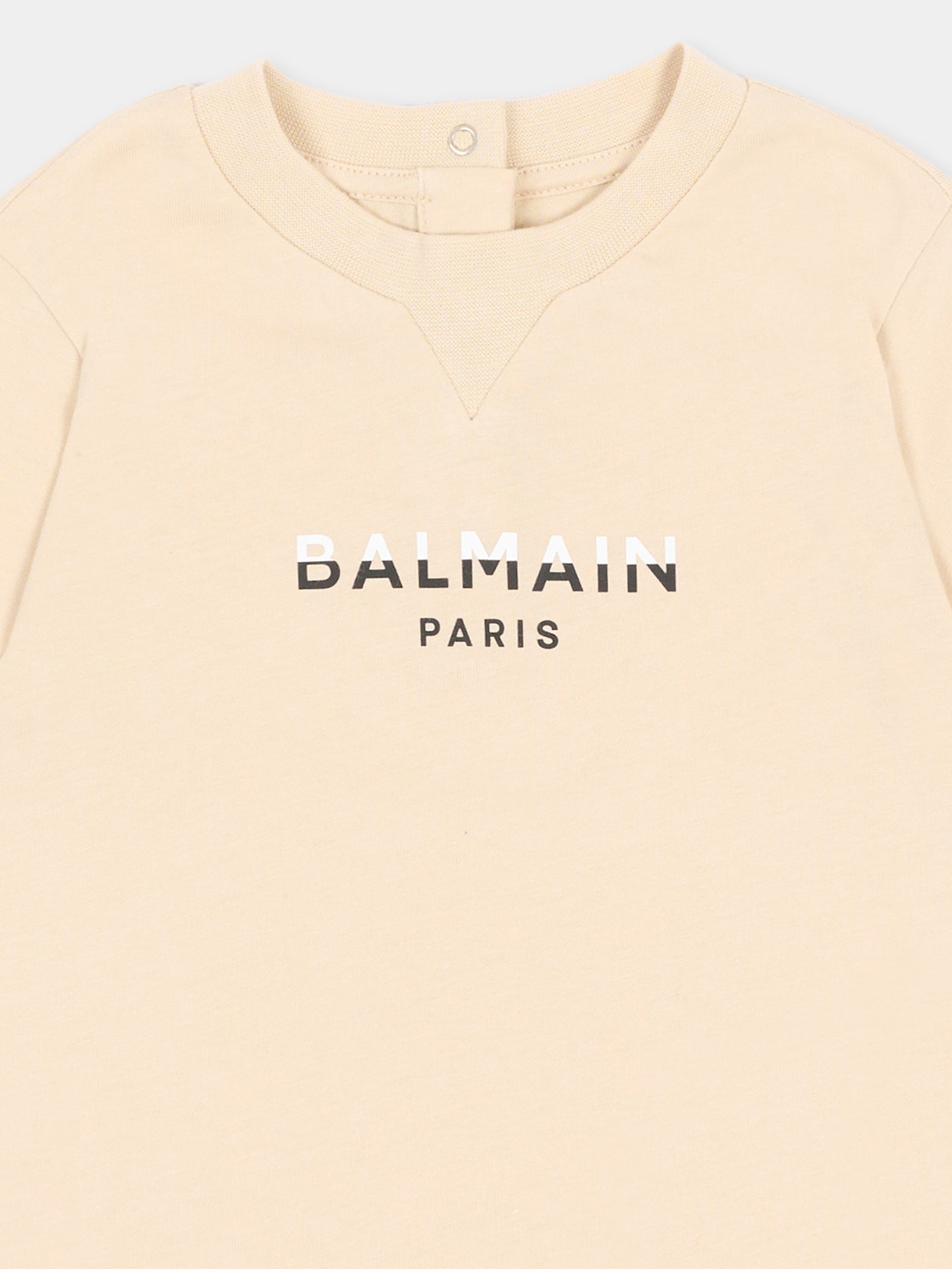T-shirt a manica corta beige per neonato con logo,Balmain Kids,BU8541 Z0057 106