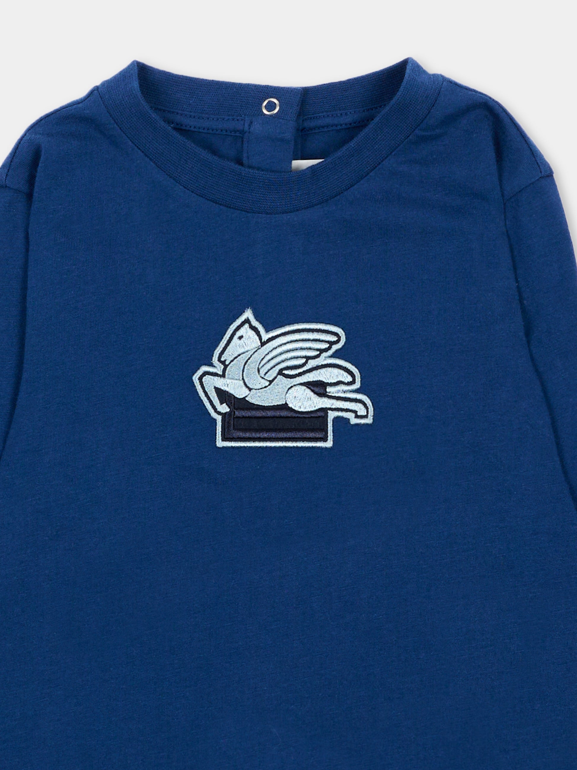 T-Shirt a manica lunga blu con Pegaso,Etro,GV8520 Z2081 618