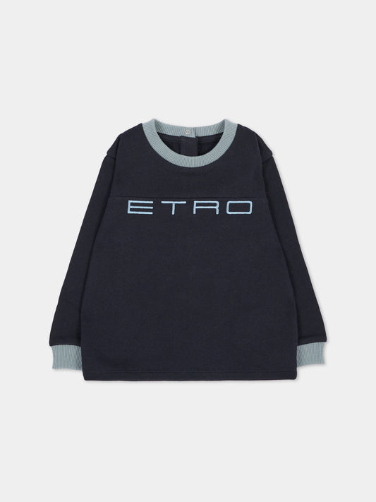 Felpa girocollo blu per neonati con logo,Etro,GV4530 Z2434 635