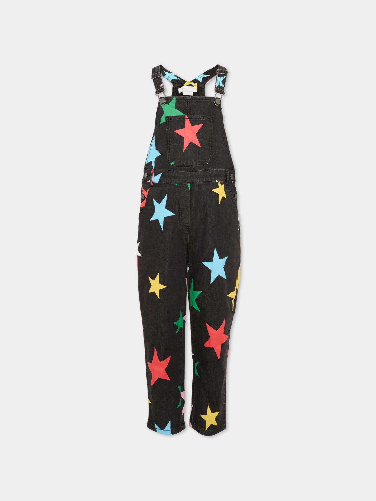 Salopette nera per bambina con stelle,Stella Mccartney Kids,TVAA32 Z2031 930MC