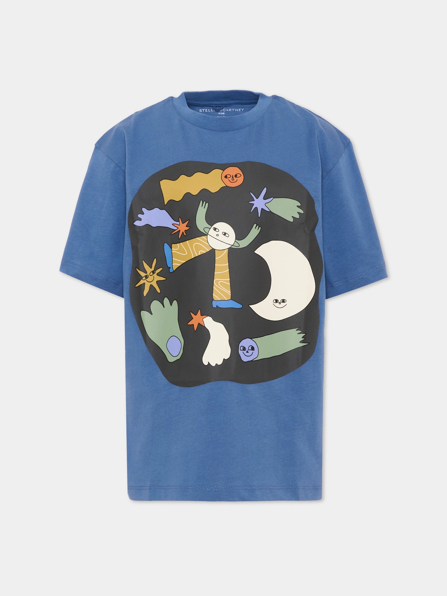 T-shirt blu per bambino con stampa,Stella Mccartney Kids,TV8Q31 Z0434 624