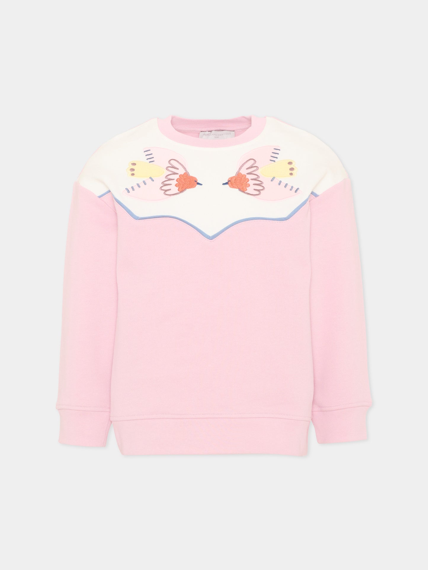 Felpa girocollo rosa per bambina con ricamo,Stella Mccartney Kids,TX4A80 Z3059 568