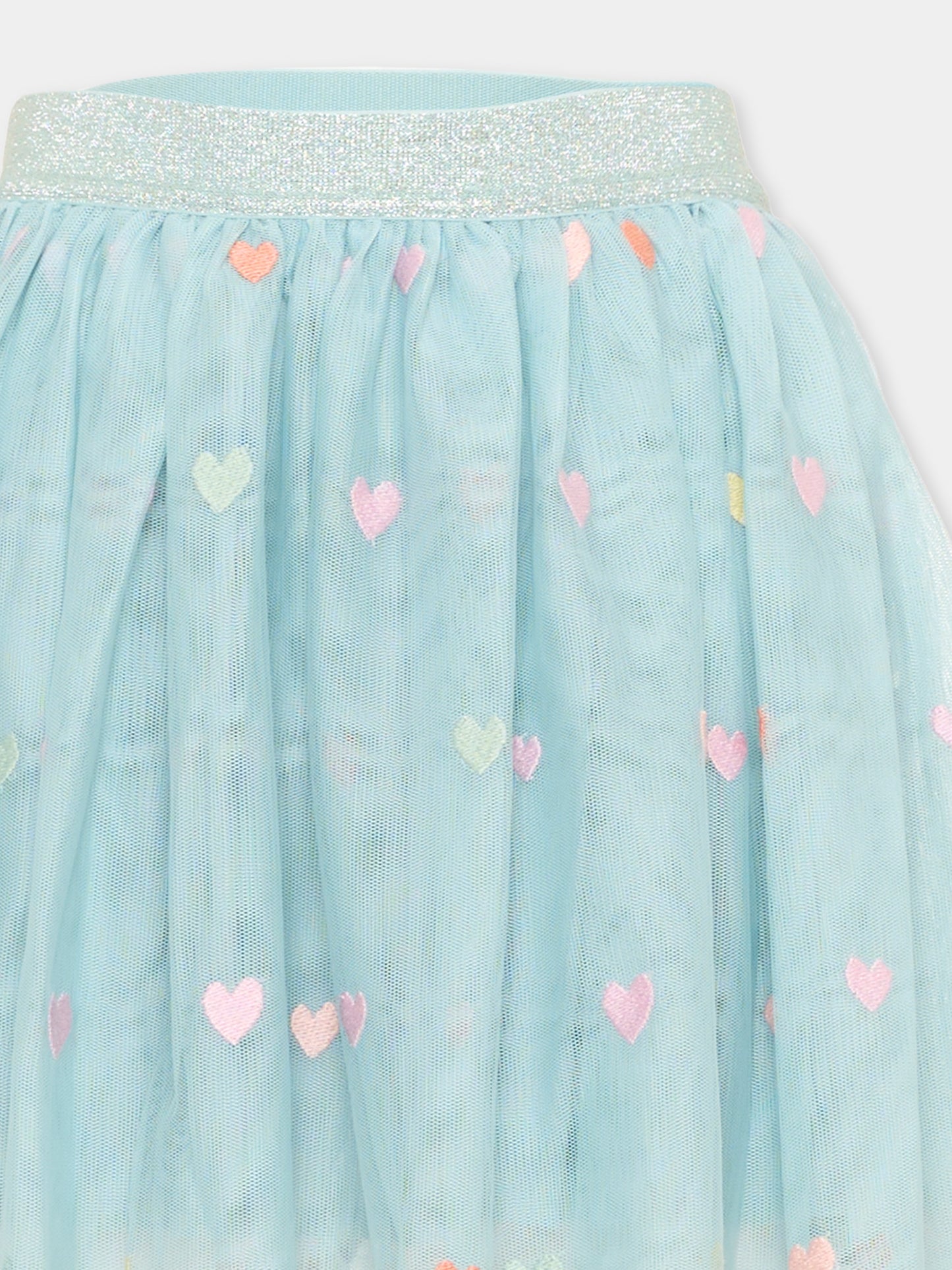Gonna celeste per bambina con cuori,Stella Mccartney Kids,TX7A51 Z3079 923MC