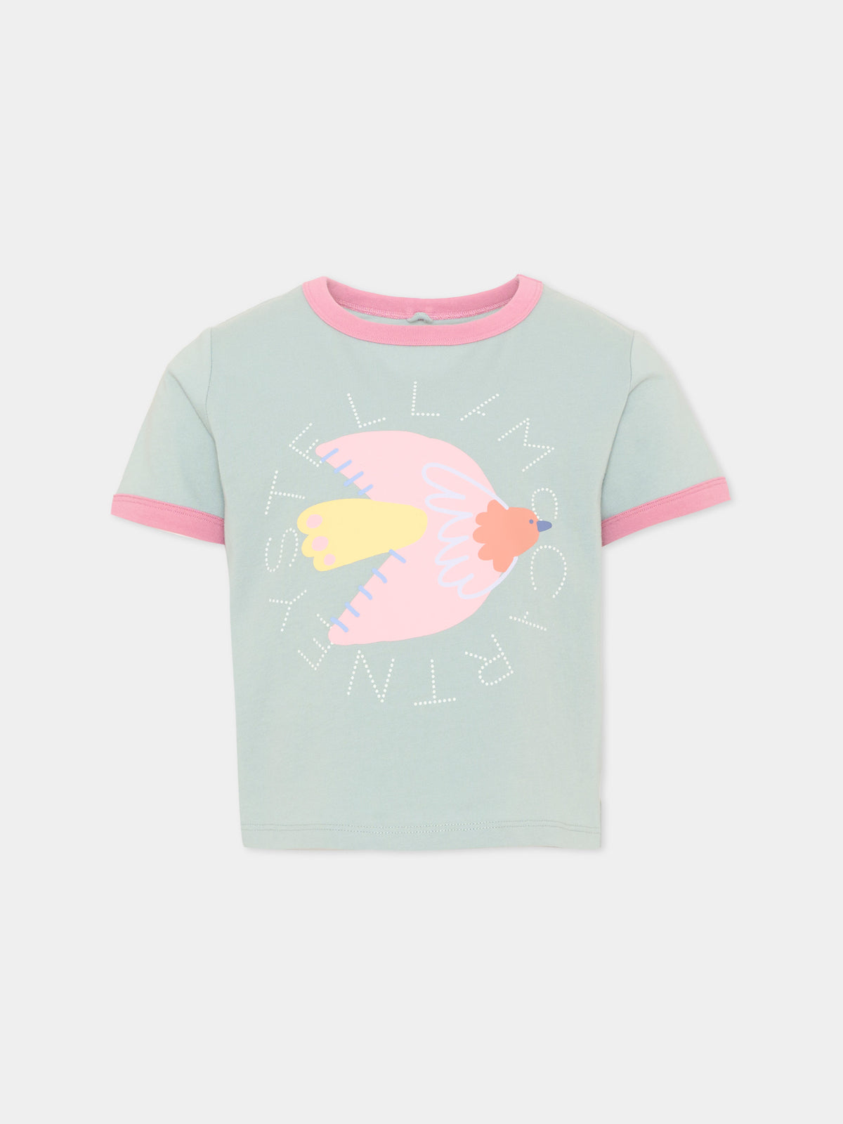T-shirt verde per bambina con stampa,Stella Mccartney Kids,TX8A91 Z0434 923