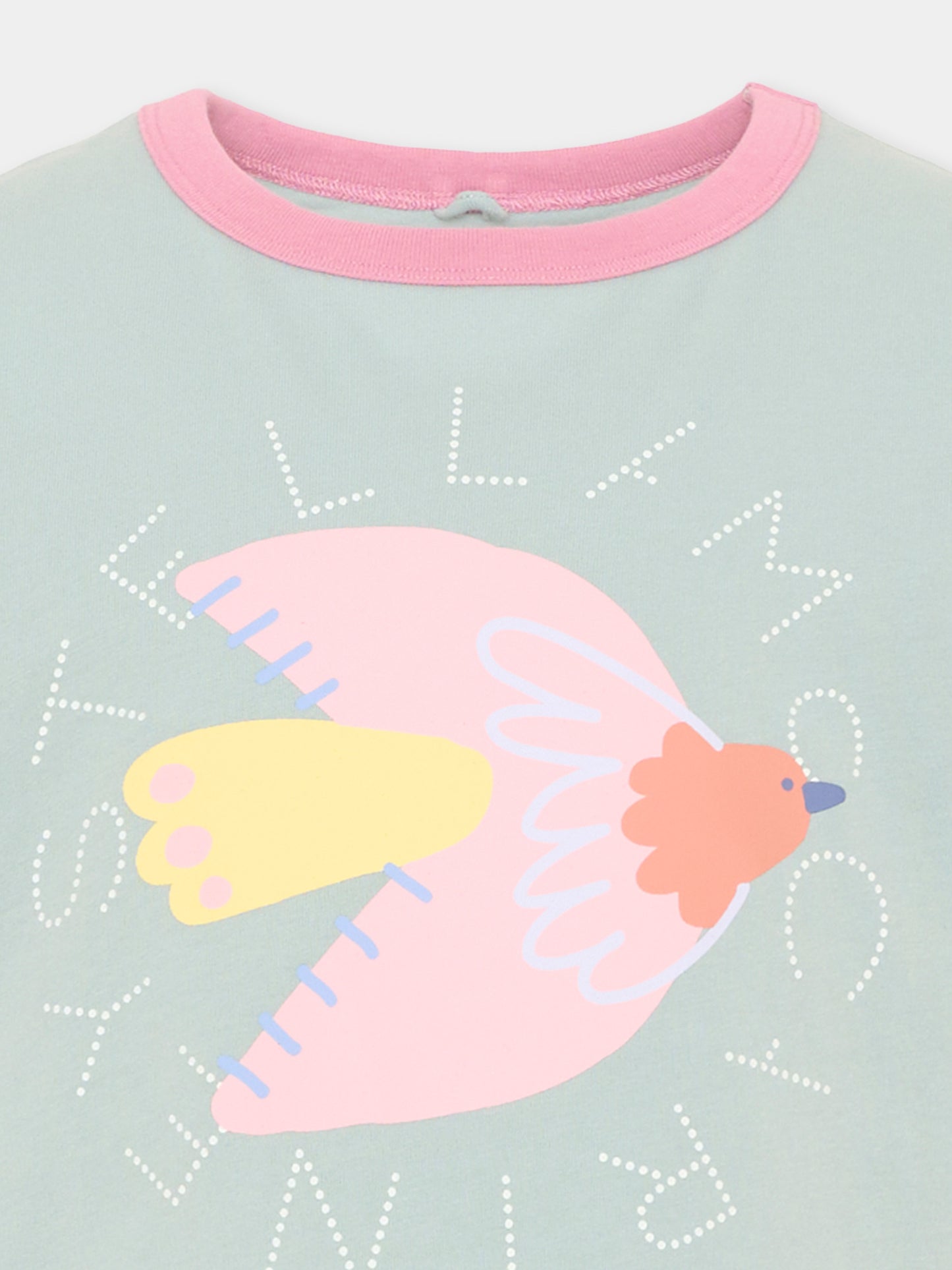 T-shirt verde per bambina con stampa,Stella Mccartney Kids,TX8A91 Z0434 923