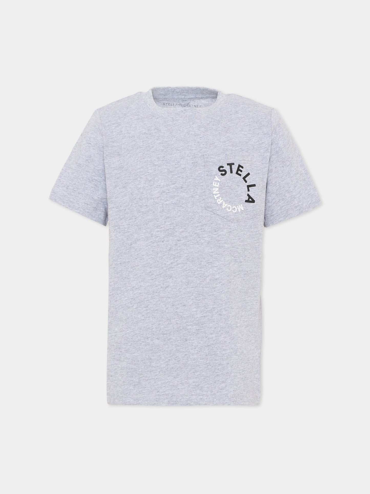T-shirt a manica corta grigia per bambino con logo,Stella Mccartney Kids,TV8P51 Z0434 809
