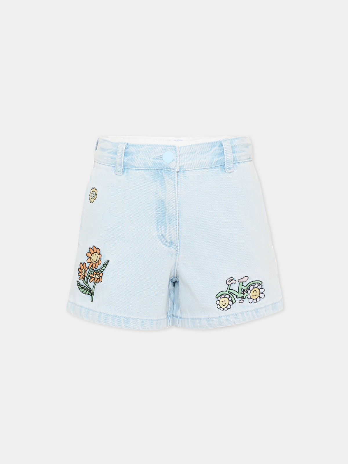 Shorts azzurro per bambina con ricami,Stella Mccartney Kids,TW6A09 Z0746 600