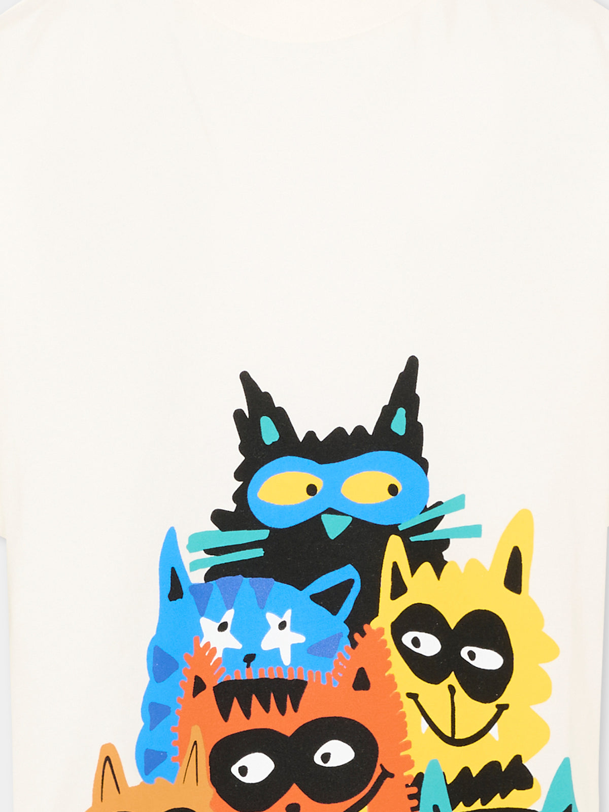T-Shirt avorio per bambino con gatti,Stella Mccartney Kids,TW8Q41 Z0434 101
