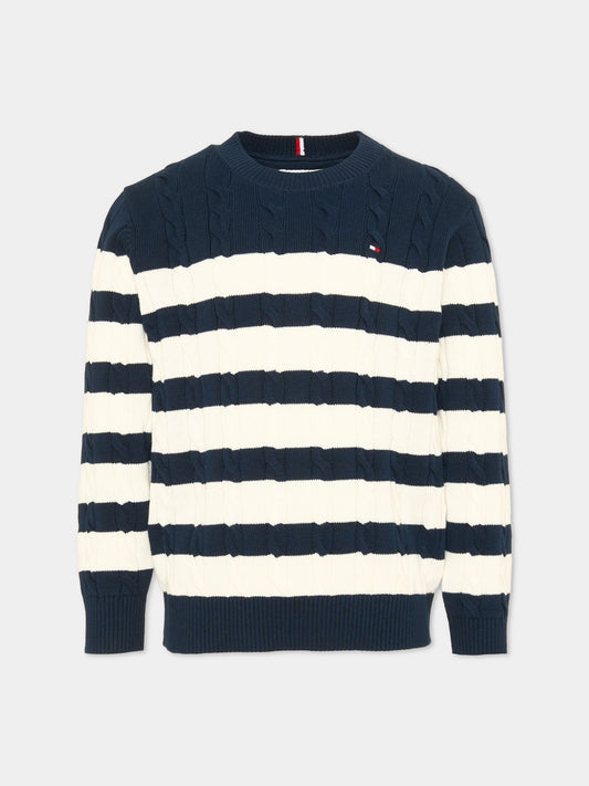 Maglione multicolor per bambino a righe,Tommy Hilfiger Junior,KB0KB09753 0A4