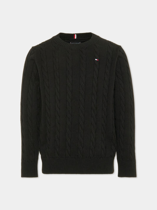 Maglione nero per bambini,Tommy Hilfiger Junior,KB0KB09753 BDS