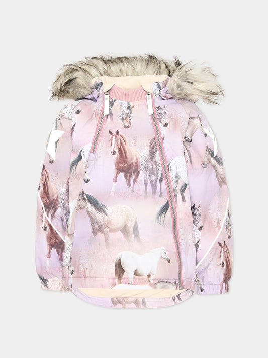 Piumino da neve rosa Hopla Fur per bambina,Molo,5W24M318 9109