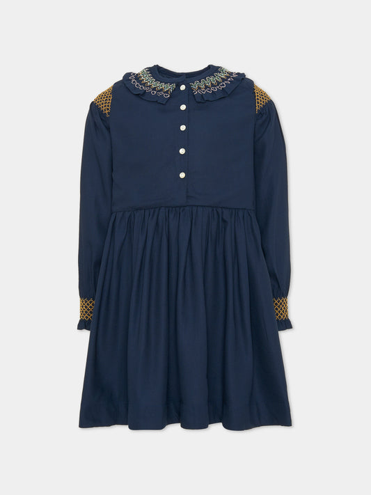Vestito a manica lunga blu per bambina Cyrille,Molo,2W25E208 8552