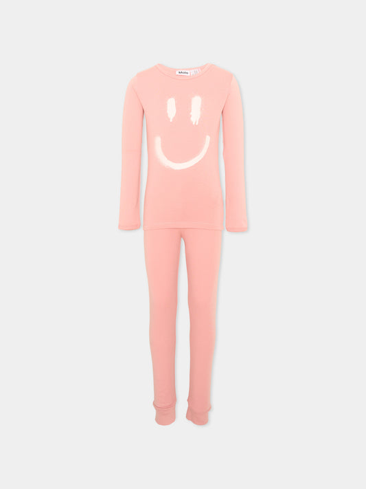 Pigiama rosa Lue per bambina con smiley,Molo,6W25R501 5564