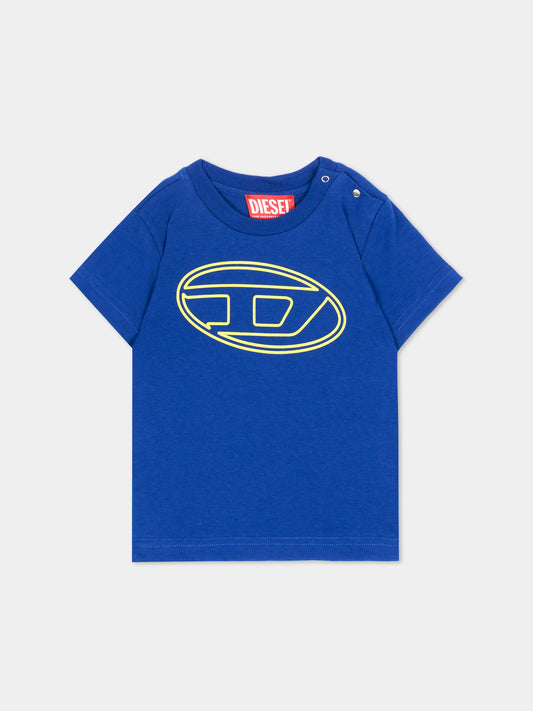 T-shirt blu per neonato con logo,Diesel,K00708 00YI9 K89G