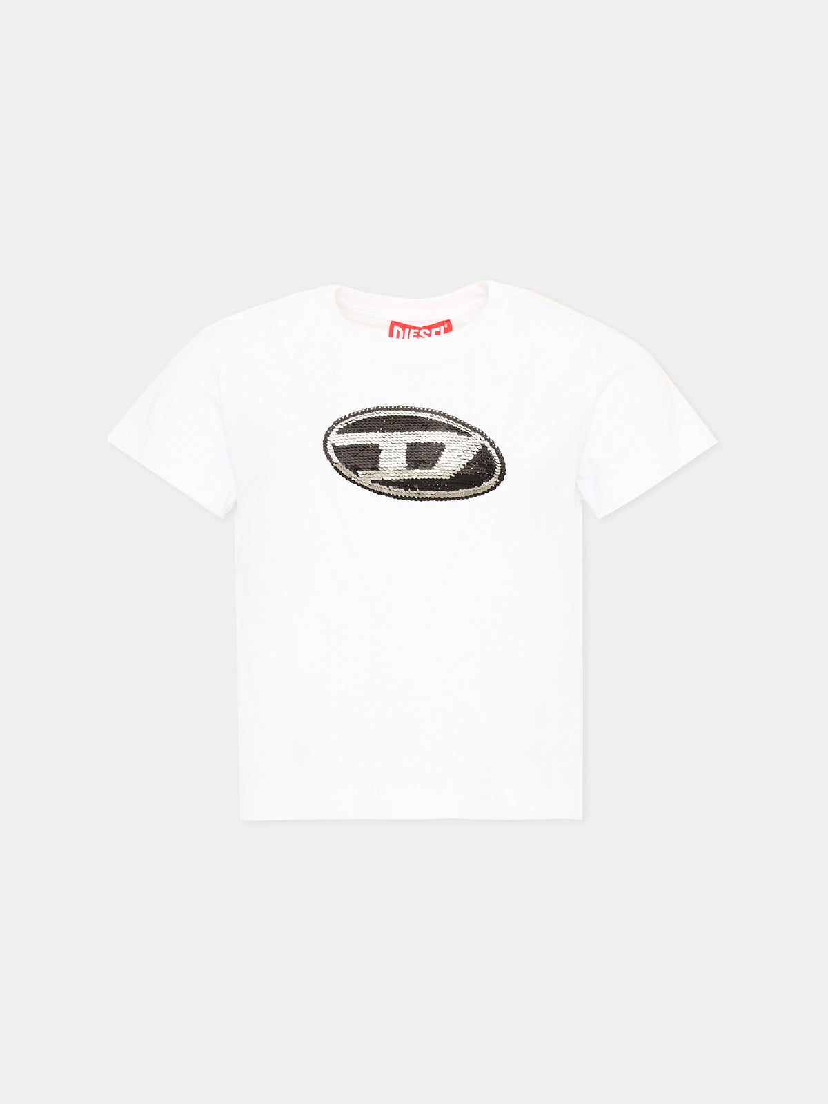 T-shirt bianca per bambina con logo,Diesel,J02371 KYAUN K100
