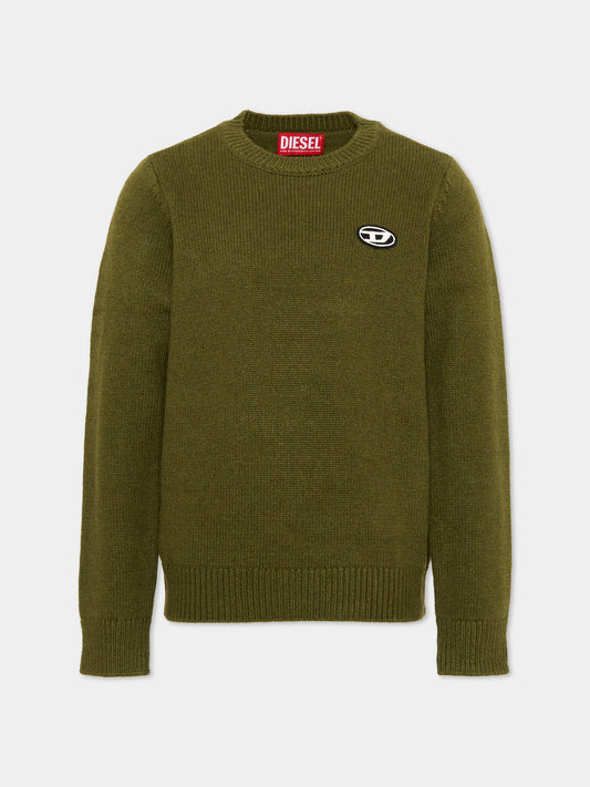 Maglione verde per bambino con logo,Diesel,J02430 KYAYX K513