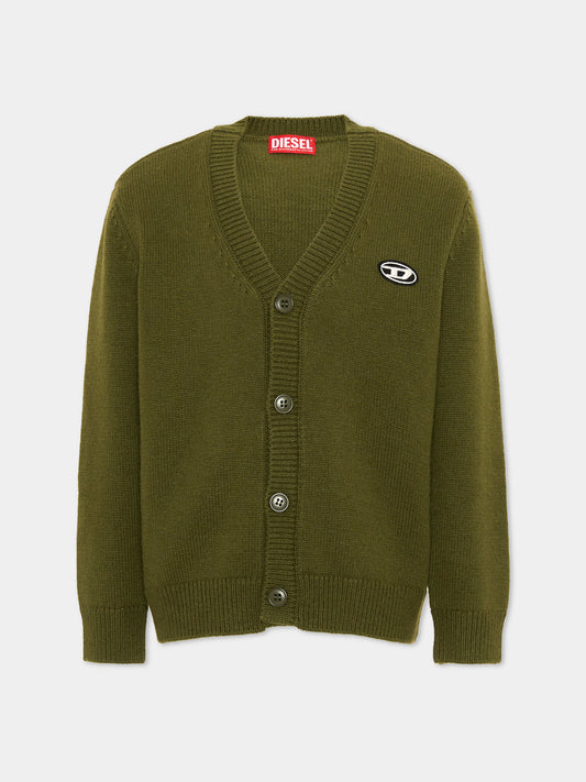 Cardigan verde per bambino con logo,Diesel,J02432 KYAYX K513