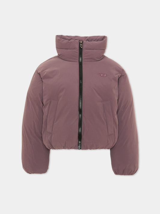 Piumino viola per bambina con logo,Diesel,J02525 KXBQ0 K603