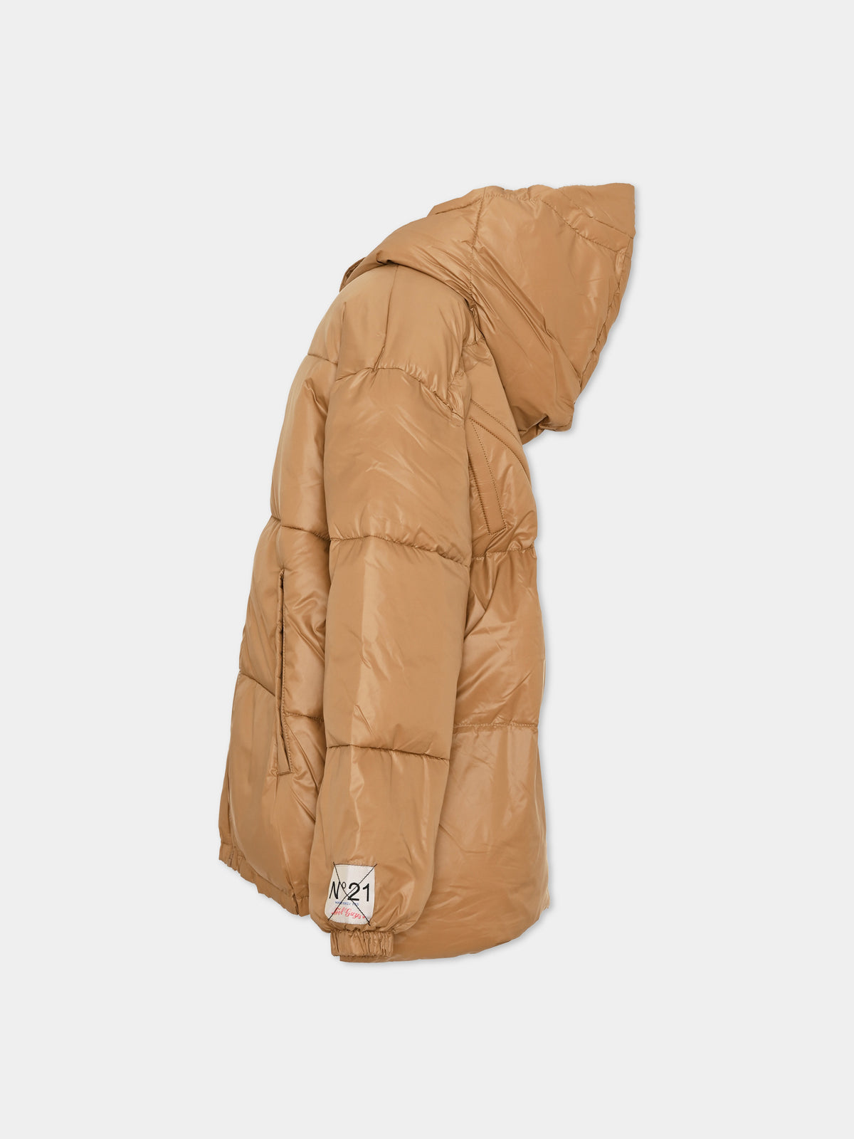 Piumino marrone per bambini con maxi logo,N°21 Kids,N2104X N0002 0N720
