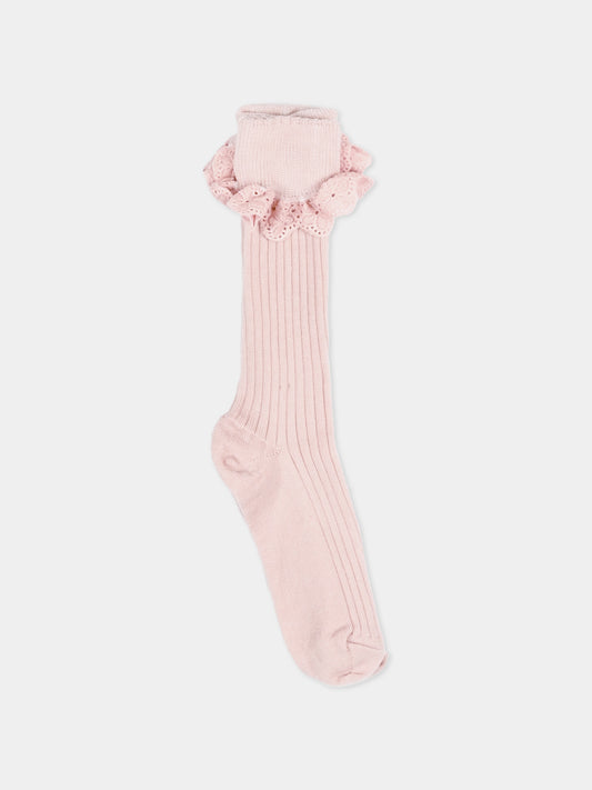 Calzini rosa per bambina con ruches,Mp Denmark,10 59045 0 853