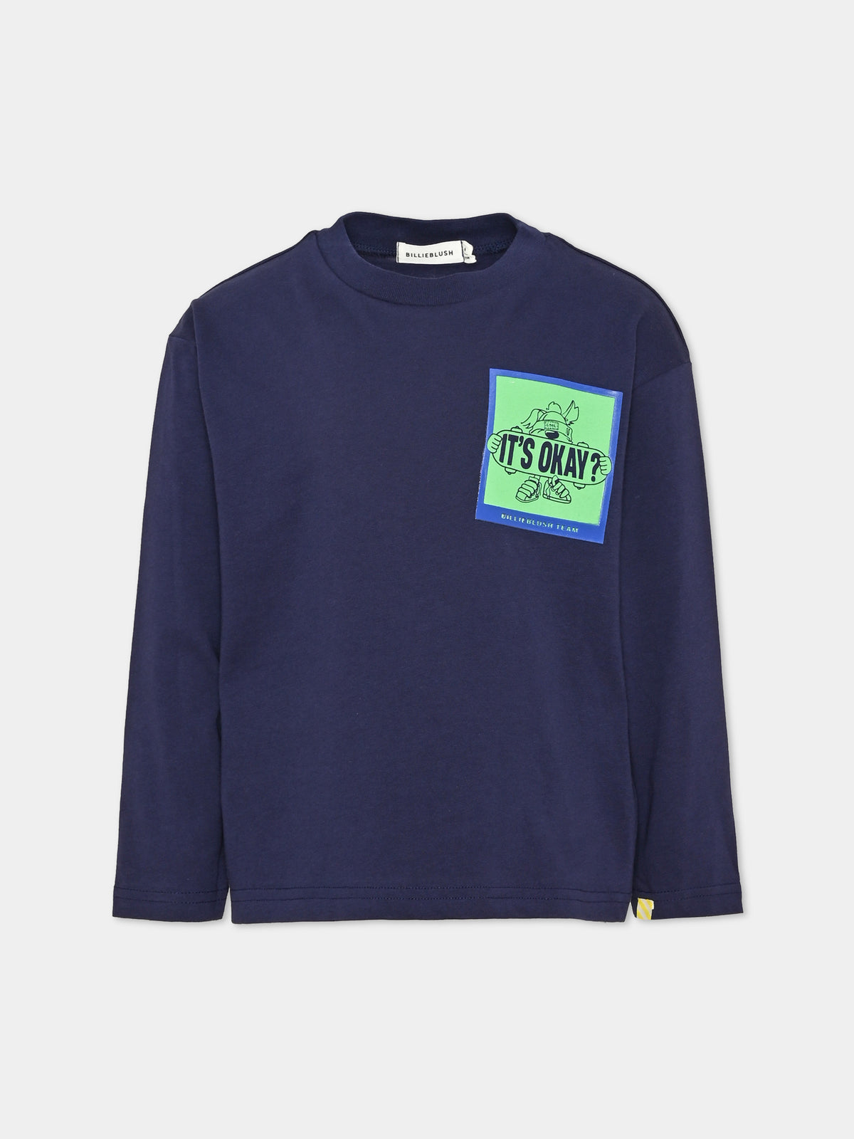 T-shirt a manica lunga blu per bambino con stampa,Billieblush,U21181 85T