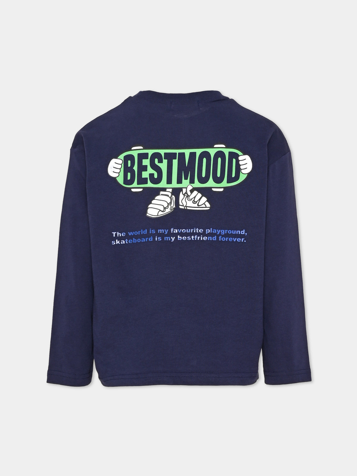 T-shirt a manica lunga blu per bambino con stampa,Billieblush,U21181 85T