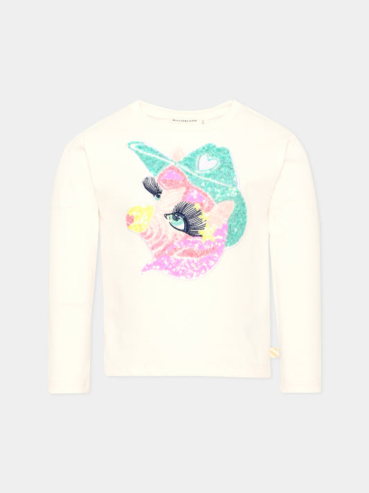 T-shirt a manica lunga per bambina con ricamo,Billieblush,U21610 121
