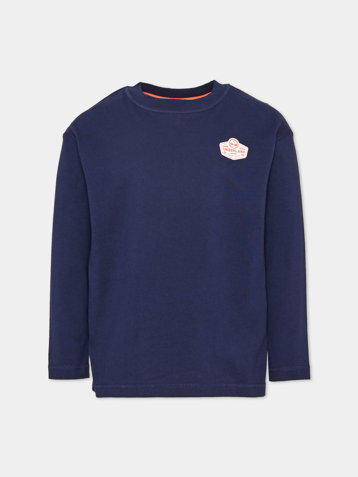 T-shirt a manica lunga blu con patch per bambino,Timberland,T60531 85T