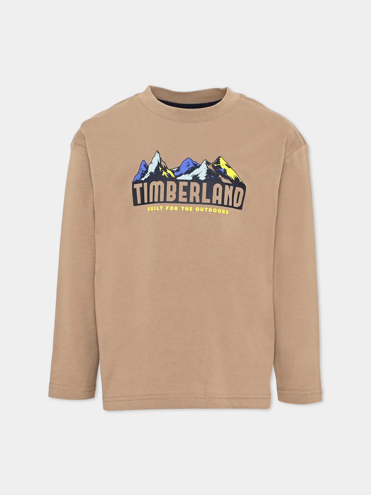 T-shirt beige per bambino con stampa,Timberland,T60537 659