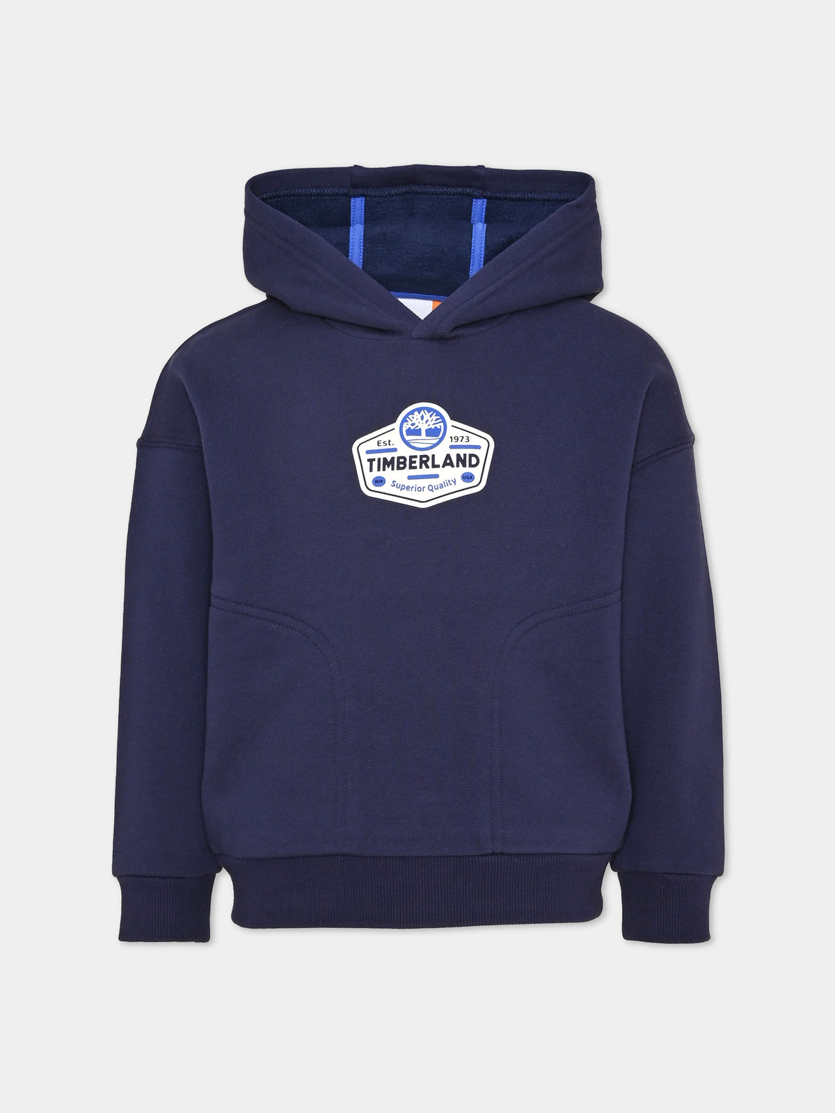 Felpa con cappuccio blu con logo per bambino,Timberland,T60546 85T