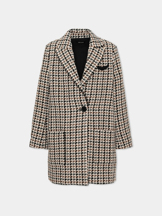 Cappotto beige per bambina pied de poule,Zadig & Voltaire Kids,X60420 213
