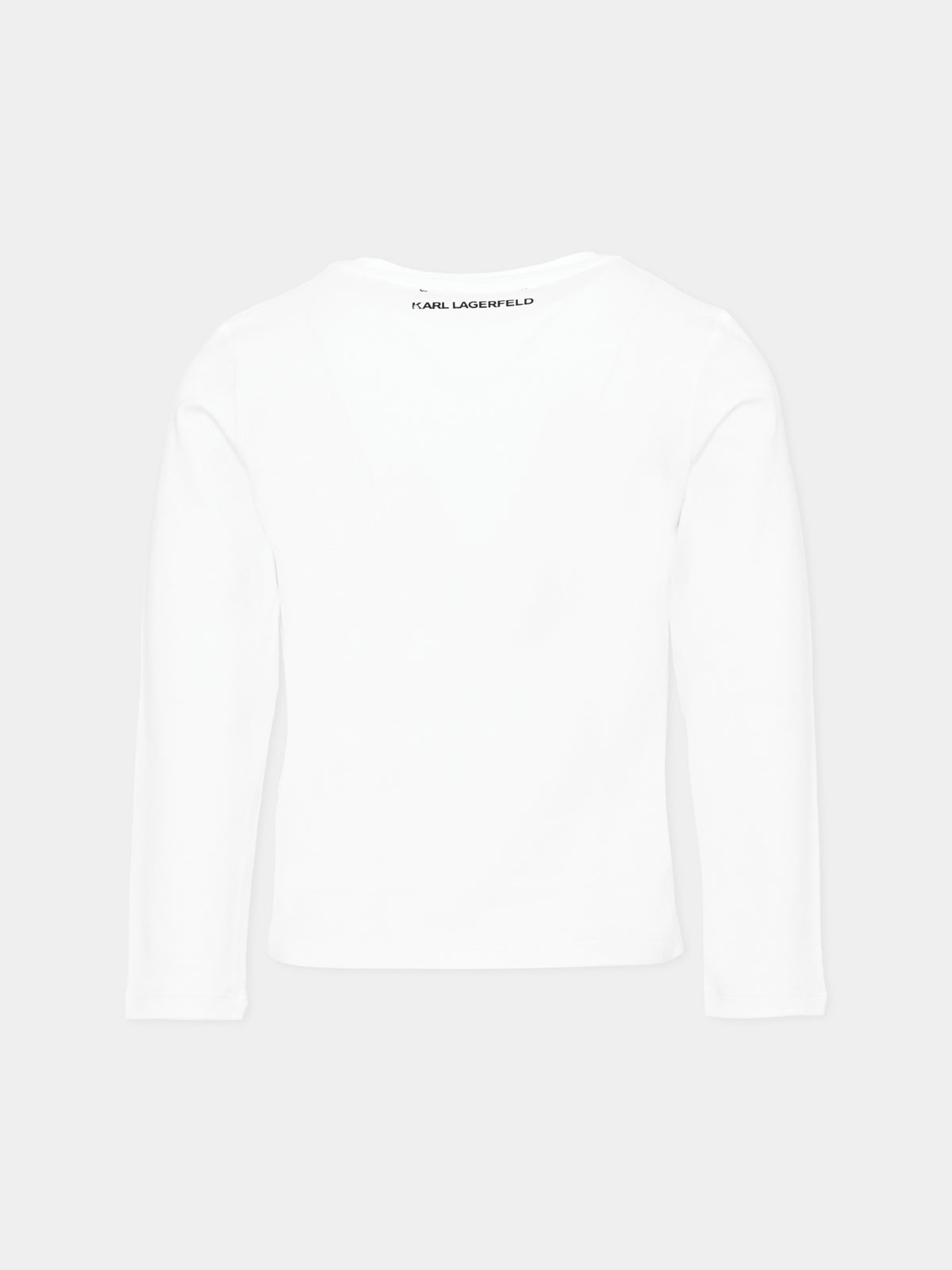 T-shirt a manica lunga bianca per bambina con logo,Karl Lagerfeld Kids,Z30940 10P