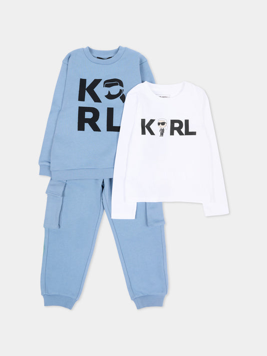 Completo sportivo lungo azzurro per bambino,Karl Lagerfeld Kids,Z30967 822